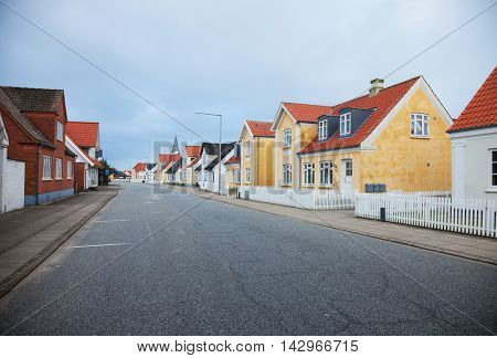 View of the small Danish town street