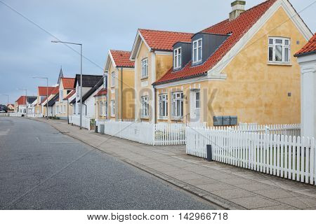 View of the small Danish town street