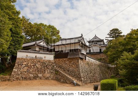 TAKAHASHI JAPAN - JULY 20 2016: Bitchu Matsuyama (Takahashi) castle (circa 1683) Takahashi Japan. The highest altitude castle in Japan (480 m.) and one of only 12 survived