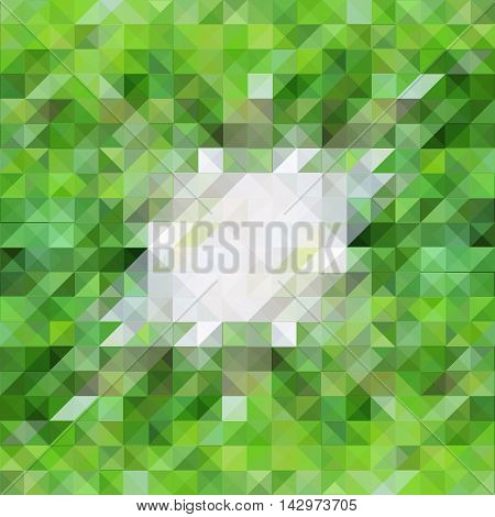 Green and yellow square polygonal image vector background or backdrop in low poly style with irregular elements. Abstract illustration of grass field with dynamic texture. Pattern tile or banner