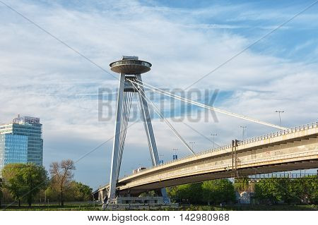 New bridge ( SNP) in Bratislava with an observation deck