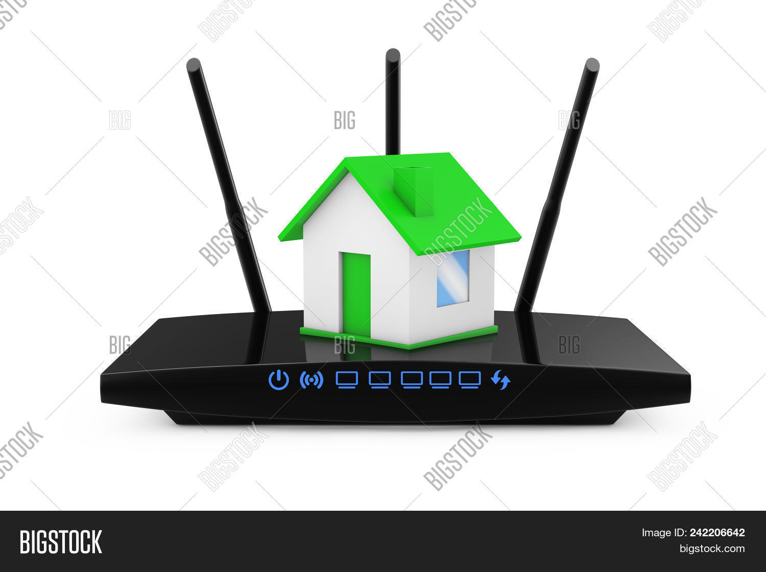 Home Wireless Network Concept. House With Modern Wifi Router On A White Background. 3d