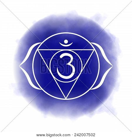 Sixth, Third Eye Chakra - Ajna. Illustration Of One Of The Seven Chakras. The Symbol Of Hinduism, Bu