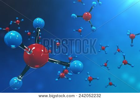 3d Rendering Molecules. Atoms Bacgkround. Medical Background For Banner Or Flyer. Molecular Structur