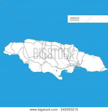 Map Of Jamaica Island, jamaica, Contains Geography Outlines For Land Mass, Water, Major Roads And Mi