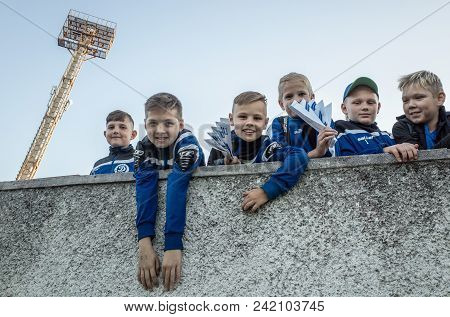 Minsk, Belarus - May 23, 2018: Little Fans Having Fun Before The Belarusian Premier League Football 