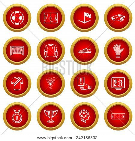 Soccer Football Icons Set. Simple Illustration Of 16 Soccer Football Vector Icons For Web