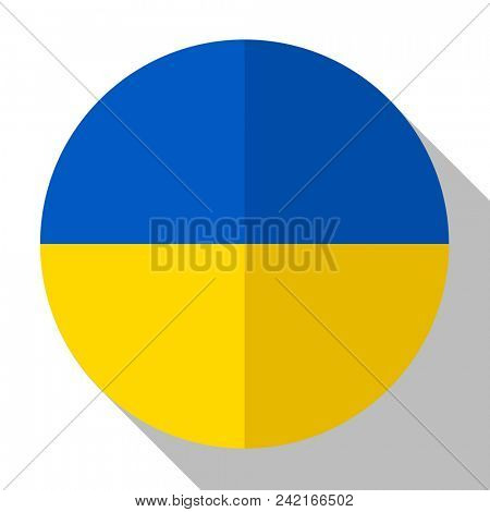 Flag Ukraine - round flatstyle button with a shadow. 