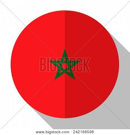 Flag Morocco - round flatstyle button with a shadow. 