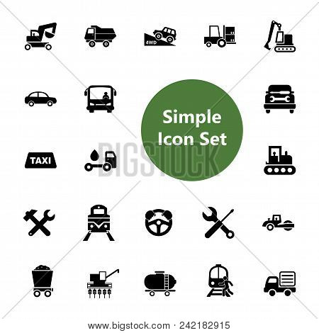 Icon Set Of Mode Of Transport. Vehicle, Public And Industrial Transport, Logistics. Transportation C