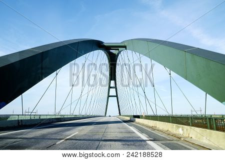 Fehmarn Sound Bridge (german: Fehmarnsundbrücke), Suspension Bridge With Steel Arches Connecting The