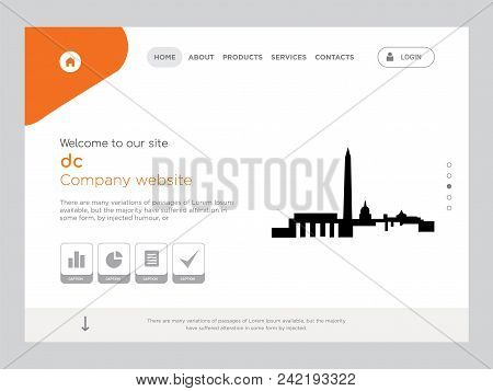Quality One Page Dc Website Template Vector Eps, Modern Web Design With Flat Ui Elements And Landsca