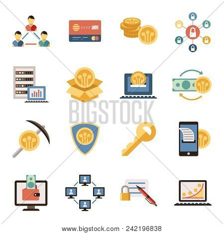 Digital Vector Line Icons Set Blockchain Pack