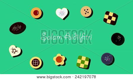 Vector Illustration Of Traditional Cookies Served During Aidilfitri Festival