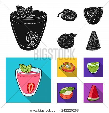 Sweet Bulgarian Pepper, Vitamin Drink, Jam With Raspberry And Mint Leaves, A Piece Of Watermelon. Ve