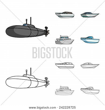 A Military Submarine, A Speedboat, A Pleasure Boat And A Spirit Boat.ships And Water Transport Set C