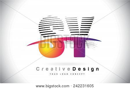 Sy S Y Letter Logo Design With Creative Lines And Swosh In Purple Brush Color Vector Illustration.