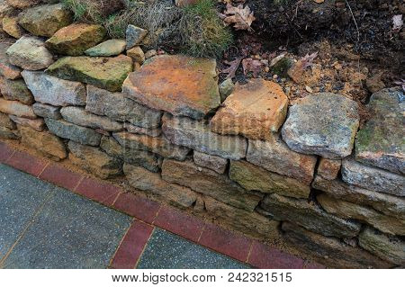 Natural Stone Wall Dry Laid With Sandstone From The City Of Rheine.