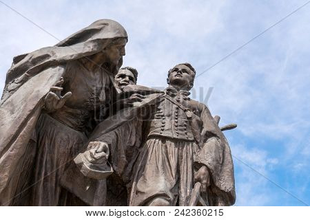 Budapest, Hungary - May 14, 2018: Tisaza Istvan Monument near by the Hungarian Parliament in Budapes