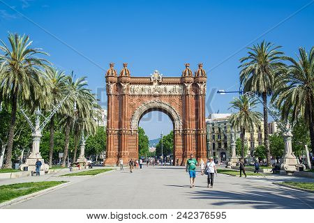 Arco Del Triunfo Barcelona Triumph Arch, Spain - May 18, 2018.