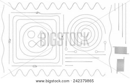 Rope And Cable Elements Isolated On White. 3d Rendering