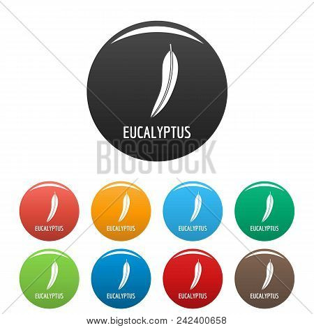 Eucalyptus Leaf Icon. Simple Illustration Of Eucalyptus Leaf Vector Icons Set Color Isolated On Whit