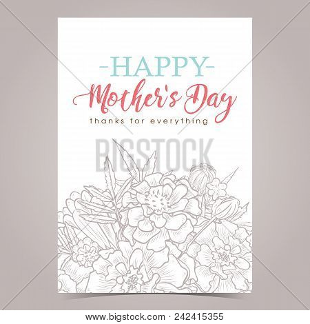 Vector Greeting Card Designe, Marygold Flowers With Congratulations