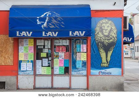 Pancevo, Serbia - May 19, 2018: Logo Of Lav Beer (lav Pivo), One Of The Main Serbian Light Beers On 