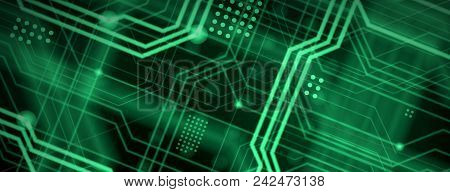 An Abstract Technological Background Consisting Of A Multitude Of Luminous Guiding Lines And Dots Fo