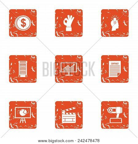 Loose Change Icons Set. Grunge Set Of 9 Loose Change Vector Icons For Web Isolated On White Backgrou