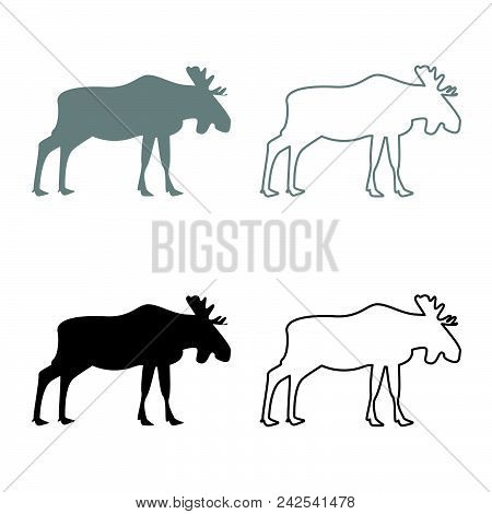 Moose Elt Icon Set Grey Black Color Outline