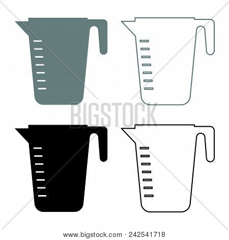 Measuring Capacity Cup Icon Set Grey Black Color Outline
