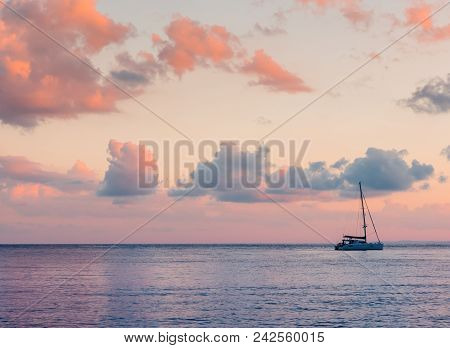 A Boat In The Aegean Sea. Bodrum, Mugla, Turkey