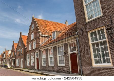 Street With Historic Houses In Monnickendam, The Netherlands
