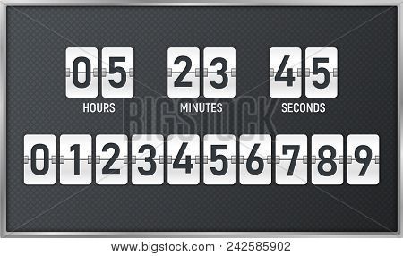 Countdown Timer. Time Remaining Count Down Flip Board With Scoreboard Of Day, Hour, Minutes And Seco