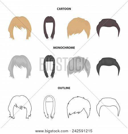 Mustache And Beard, Hairstyles Cartoon, Outline, Monochrome Icons In Set Collection For Design. Styl