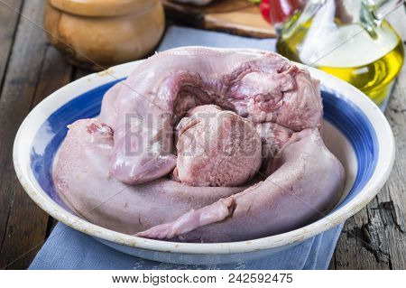Raw Pork Tongues And Ingredients To Cook