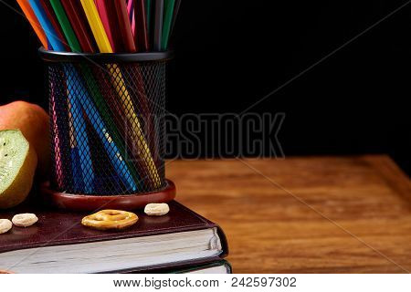 Healthy Eating Kid's Menu On School Lunch Background, Shallow Depth Of Field, Close-up.