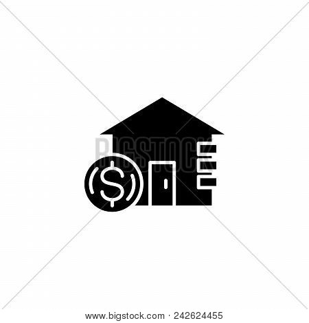 Income From Real Estate Black Icon Concept. Income From Real Estate Flat  Vector Website Sign, Symbo