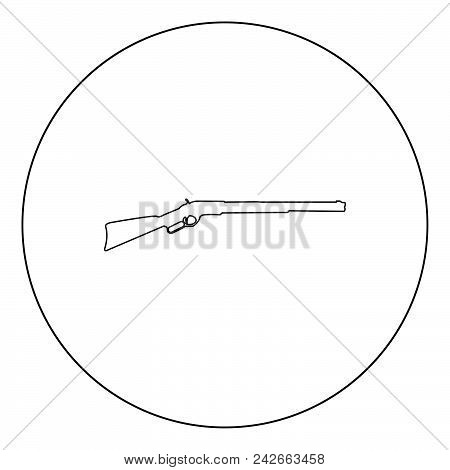 Rifle Black Icon In Circle Vector Illustration Isolated Flat Style .