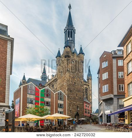 Aachen, Germany - May 23,2018 - In The Streets Of Aachen. Aachen Is The Westernmost City In Germany,