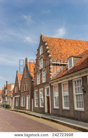 Street With Historic Houses In Monnickendam, The Netherlands