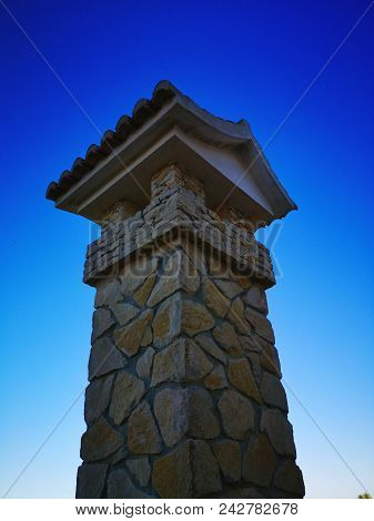 Chimney With Blue Sky Background, Summer, Arquitecture