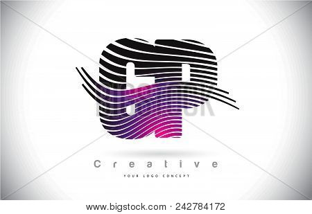 Cp C P Zebra Texture Letter Logo Design With Creative Lines And Swosh In Purple Magenta Color Vector