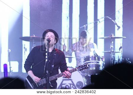 NEW YORK-DEC 10: Patrick Stump of Fall Out Boy performs onstage at Pandora's Holiday Show at Pier 36 on December 10, 2015 in New York City.