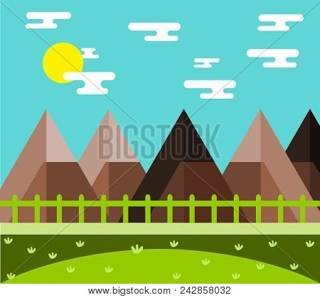 Vector Illustration. Country Mountain Landscape With Hills.