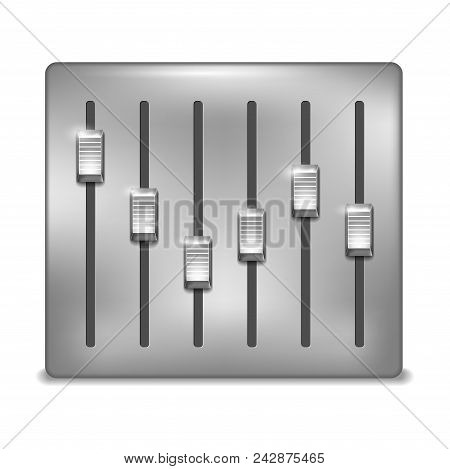 Silver Metal Plate With Sliders - Isolated On White Background. Vector Illustration.