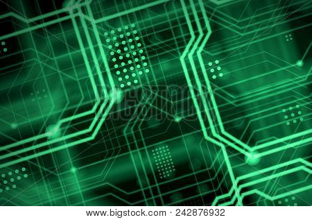 An Abstract Technological Background Consisting Of A Multitude Of Luminous Guiding Lines And Dots Fo