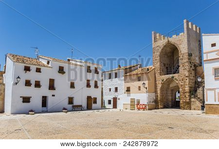 Central Square And Entrance Gate In Bunol, Spain