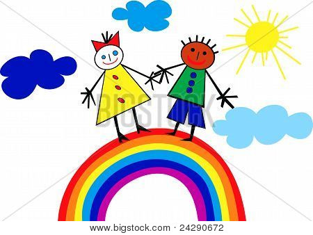 Børn ridning på en Rainbow.eps